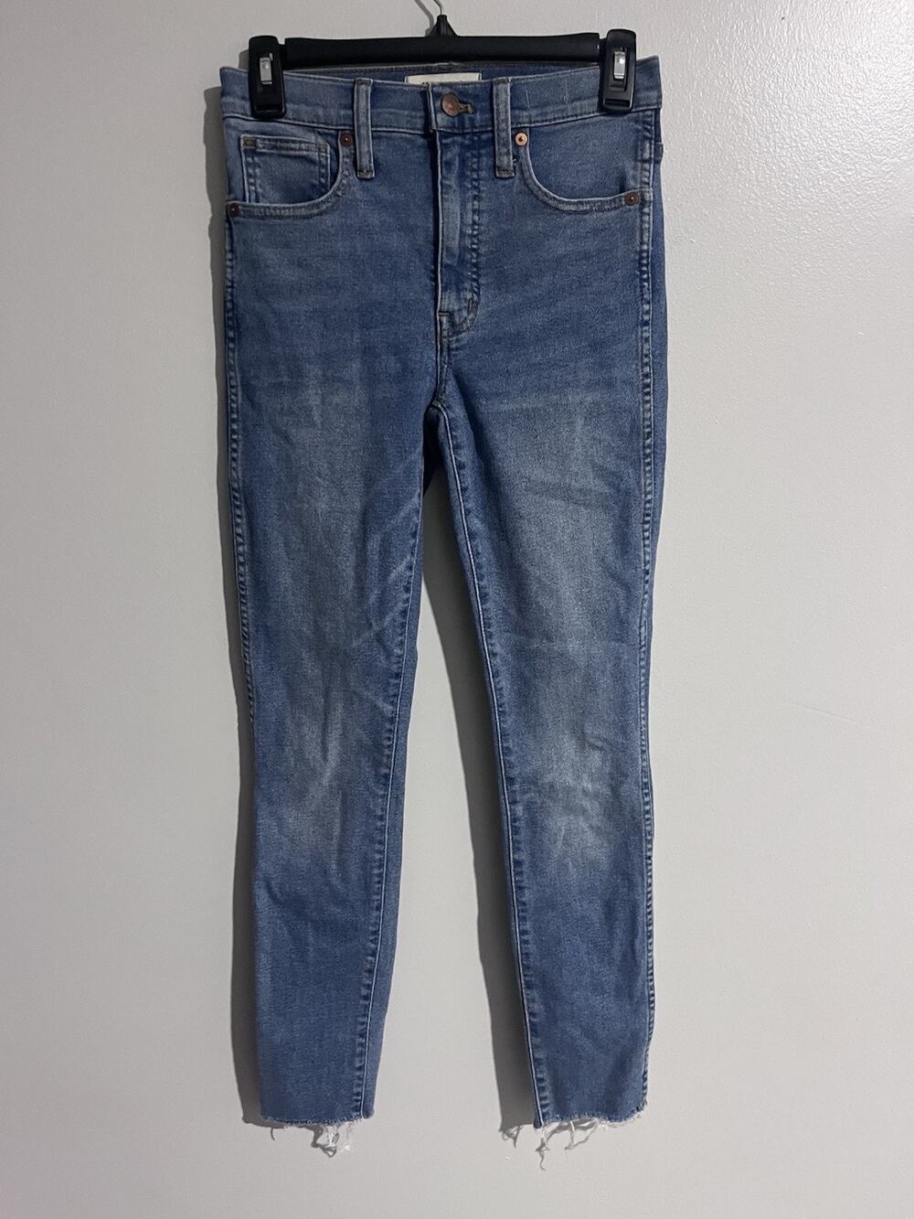 Madewell Jeans Womens 24 Blue 10” High-Rise Skinny Frayed Hem Stretch Denim